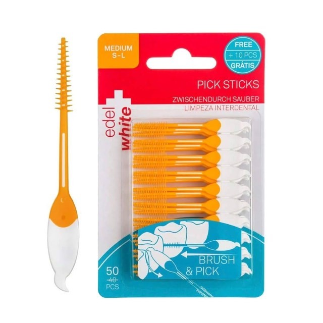 Edel+White Pick Sticks Medium 50τεμ (Μεσοδόντια Βουρτσάκια Μεσαίο Μέγεθος)