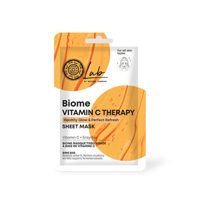 Natura Siberica Lab Biome Vitamin C Therapy Sheet Mask 1pc (Μάσκα Προσώπου για Λάμψη & Μείωση της Ξηρότητας)