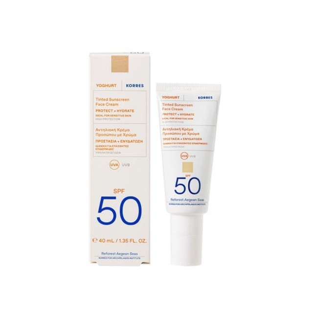 Korres Yoghurt Tinted Sunscreen Face Cream SPF50 40ml (Αντηλιακή Κρέμα Προσώπου με Χρώμα)