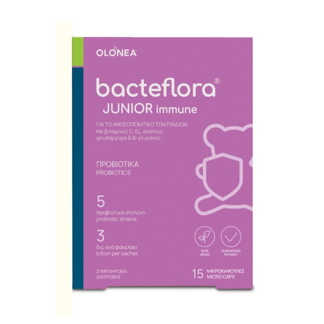 OLONEA Bacteflora Junior Immune 15caps (Παιδικό Συμπλήρωμα Διατροφής για Ενίσχυση του Ανοσοποιητικού 4 Ετών+)