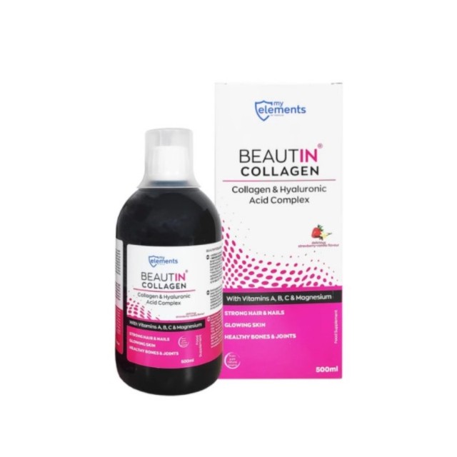 My Elements Beautin Collagen Vanilla/Strawberry 500ml (Κολλαγόνου σε Συνδυασμό με Υαλουρονικό Οξύ από Ψάρι)