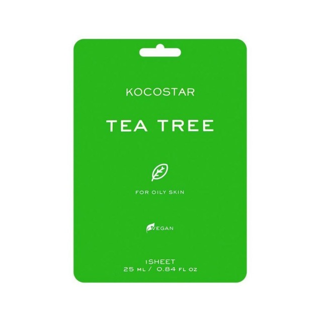 Kocostar Tea Tree Face Mask 1τεμ (Εμποτισμένη Μάσκα Τόνωσης για Λιπαρή Επιδερμίδα)