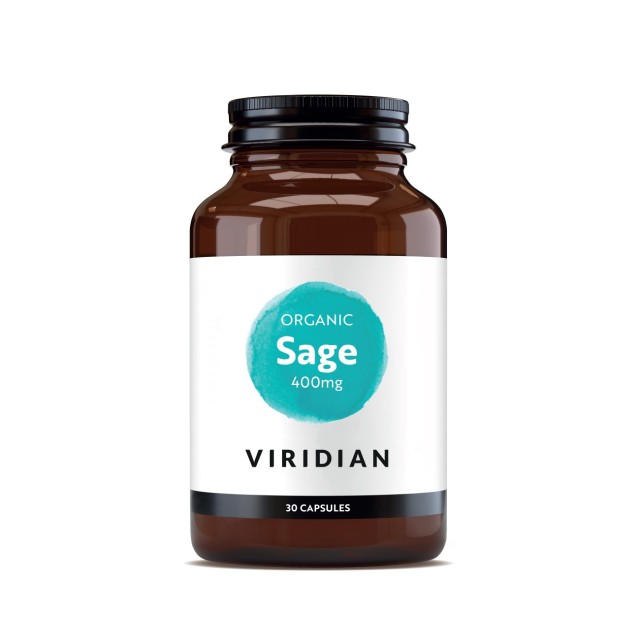 Viridian Organic Sage 400mg 30caps (Συμπλήρωμα Διατροφής για Γυναίκες κατά την Εμμηνόπαυση)