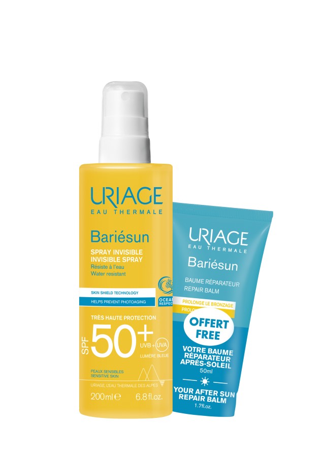 Uriage SET Bariesun Invisible Spray SPF50+ 200ml & ΔΩΡΟ After Sun Balm 50ml (ΣΕΤ με Αντηλιακό Σπρέι Προσώπου & Σώματος & ΔΩΡΟ Balm για Μετά τον Ήλιο)