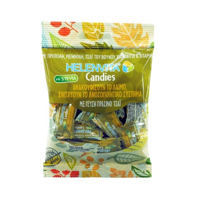 Helenvita Candies Πράσινο Τσάι 20τεμ (Καραμέλες που Ανακουφίζουν το Λαιμό & Ενισχύουν το Ανοσοποιητικό Σύστημα) 