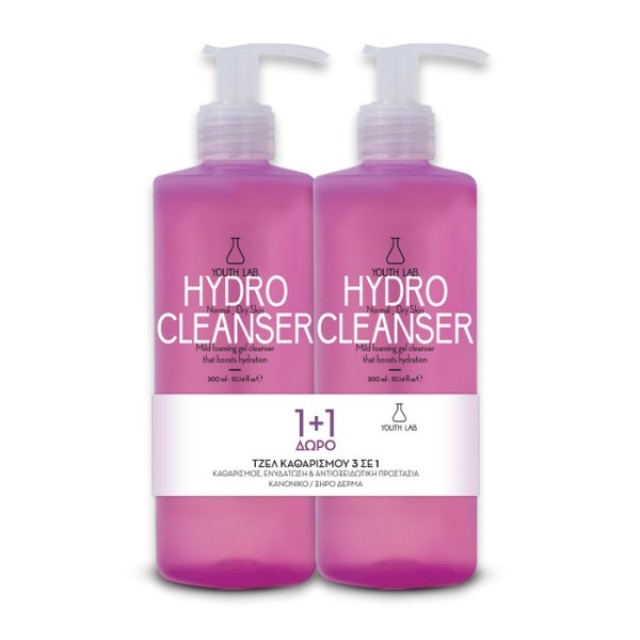 YOUTH LAB Hydro Cleanser Normal/Dry Skin 2x300ml (Τζελ Καθαρισμού για Κανονική/Ξηρή Επιδερμίδα)