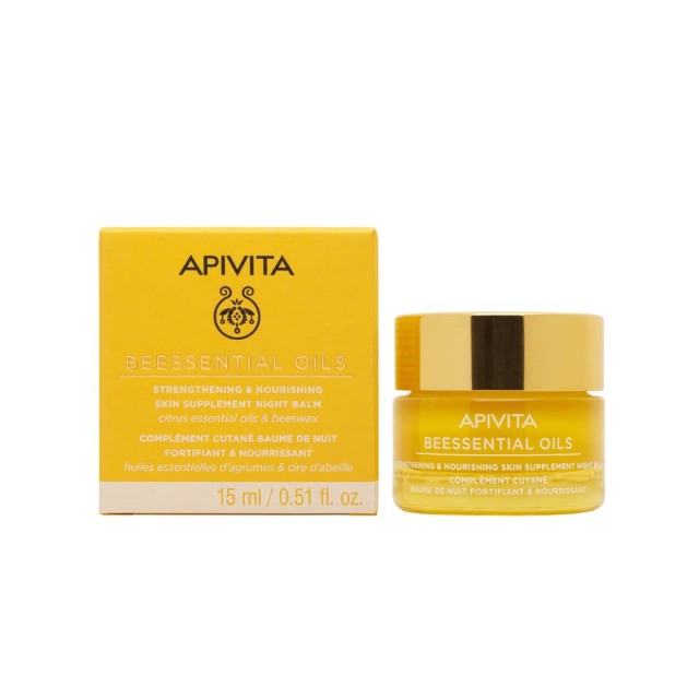 Apivita Beessential Oils Strengthening & Nourishing Skin Supplement Night Balm 15ml (Balm Προσώπου Νύχτας Συμπλήρωμα Ενδυνάμωσης & Θρέψης)