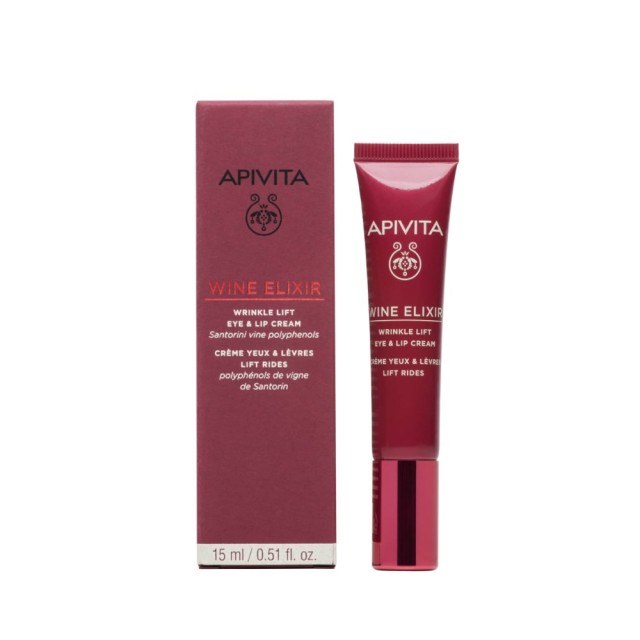 Apivita Wine Elixir Wrinkle Eye & Lip Cream 15ml (Αντιρυτιδική Κρέμα Lifting για τα Μάτια & τα Χείλη με Πολυφαινόλες από Αμπέλια Σαντορίνης)