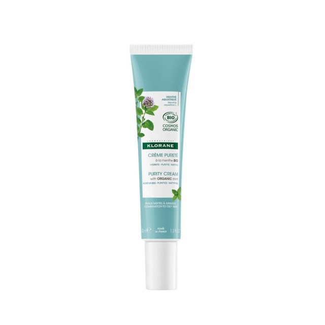 Klorane Aquatic Mint Purity Cream 40ml (Κρέμα Προσώπου Αποτοξίνωσης με Υδάτινη Μέντα & Άργιλο για Μι