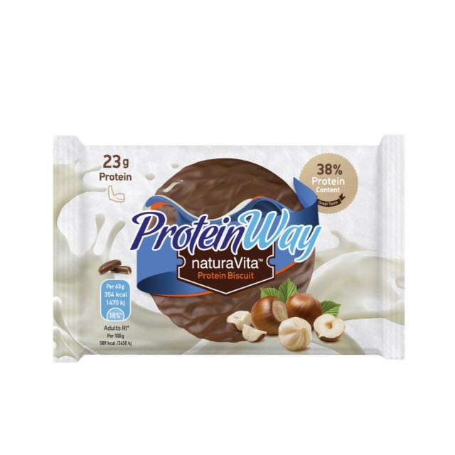 Natura Vita Protein Way Hazelnut High Protein Biscuit 60gr (Μπισκότο Πρωτεΐνης με Γεύση Φουντούκι)