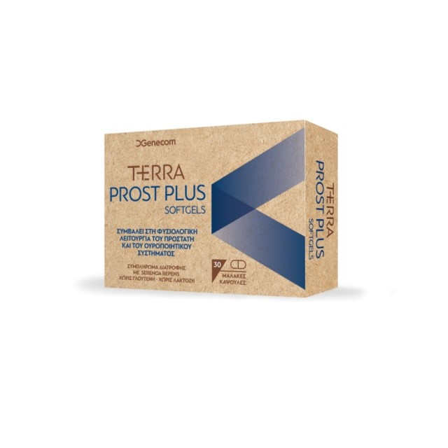 Genecom Terra Prost Plus 30softgels (Συμπλήρωμα Διατροφής για τη Φυσιολογική Λειτουργία του Προστάτη & του Ουροποιητικού Συστήματος 30 Μαλακές Κάψουλες)
