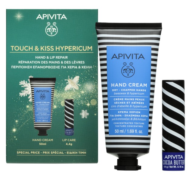 Apivita SET Touch & Kiss Hypericum (ΣΕΤ Περιποίησης για Όμαρφα Χέρια & Χείλη)