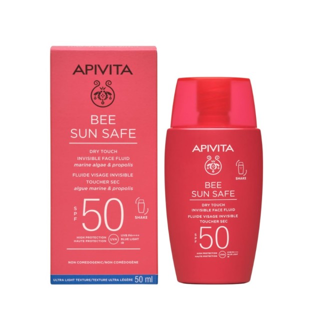 Apivita Bee Sun Safe Dry Touch Invisible Face Fluid SPF50 50ml (Αντηλιακή Κρέμα Προσώπου με Εξαιρετικά Ελαφριά Υφή)