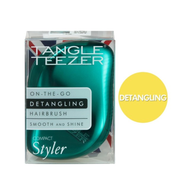 Tangle Teezer Compact Styler On The Go Emerald Green (Βούρτσα Μικρού Μεγέθους με Θήκη Κυπαρισσί)