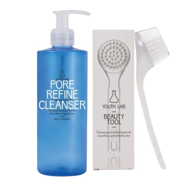 YOUTH LAB SET Pore Refine Cleanser Combination/Oily Skin 300ml & GIFT Beauty Tool