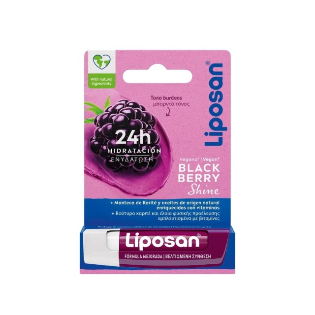 Liposan Blackberry Shine Lip Balm 4,8gr (Ενυδατικό Balm Χειλιών με Άρωμα Βατόμουρου - Μπορντώ)