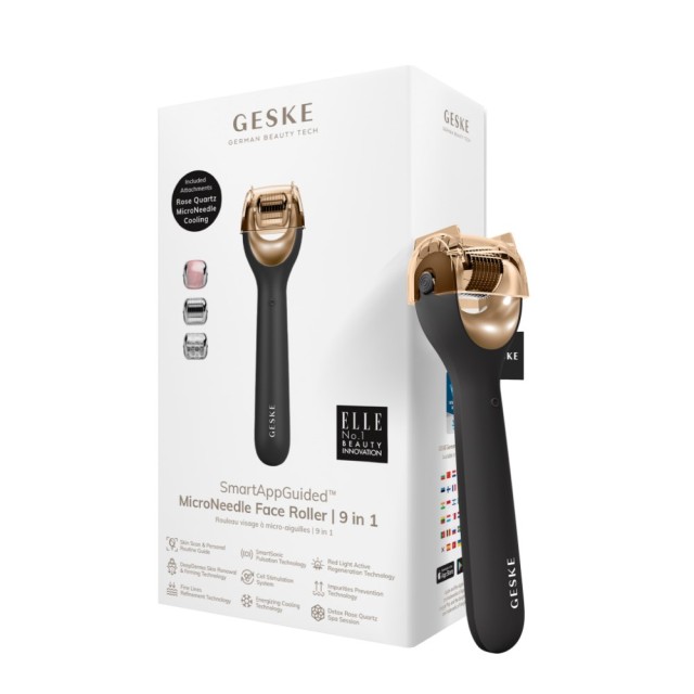 Geske Microneedle Face Roller 9in1 Gray (Συσκευή Προσώπου με Εξαρτήματα Μεσοθεραπείας Ψύξης & Ροζ Χαλαζία)