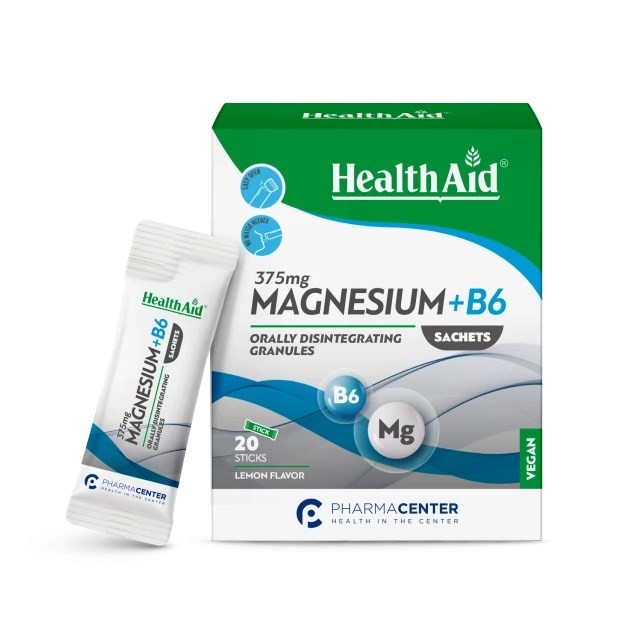 Health Aid Magnesium 375mg & Vitamin B6 20sachets (Συμπλήρωμα Διατροφής με Μαγνήσιο & Βιταμίνη Β6)