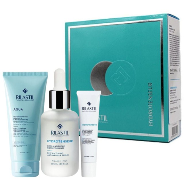 Rilastil SET Hydrotenseur Anti-Wrinkle Serum 30ml, Hydrotenseur Anti-Wrinkle Cream 15ml & Face Cleanser 50ml