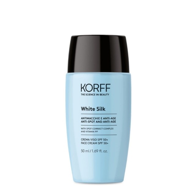 Korff White Silk Anti-Spot & Anti-Age Face Cream SPF50+ 50ml (Λευκαντική & Αντιρυτιδική Κρέμα Προσώπου)