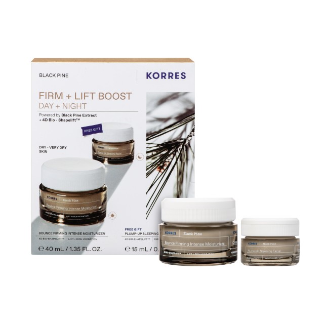 Korres SET Black Pine Bounce Firming Moisturizer 40ml & ΔΩΡΟ Black Pine Plump-Up Sleeping Facial 15ml (Αντιγηραντική Φροντίδα για Ξηρή/Πολύ Ξηρή Επιδερμίδα)