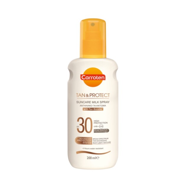 Carroten Magic Tan & Protect Suncare Milk Spray SPF30 200ml (Aντηλιακό Γαλάκτωμα Σώματος σε Σπρέι για Ενίσχυση του Μαυρίσματος & Προστασία)