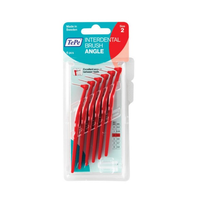 TePe Angle Interdental Brushes 0.50mm 6τεμ (Μεσοδόντια Βουρτσάκια με Κεκλιμένη Κεφαλή Κόκκινα 0.50mm