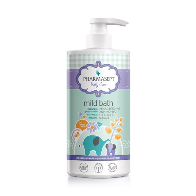 Pharmasept Baby Care Mild Bath 1lt (Απαλό Βρεφικό Αφρόλουτρο για Σώμα & Μαλλιά)