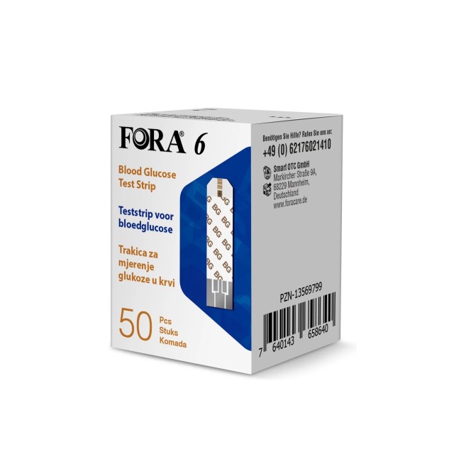 Fora 6 Blood Glucose Test Strips 50τεμ (Ταινίες Μέτρησης Γλυκόζης)