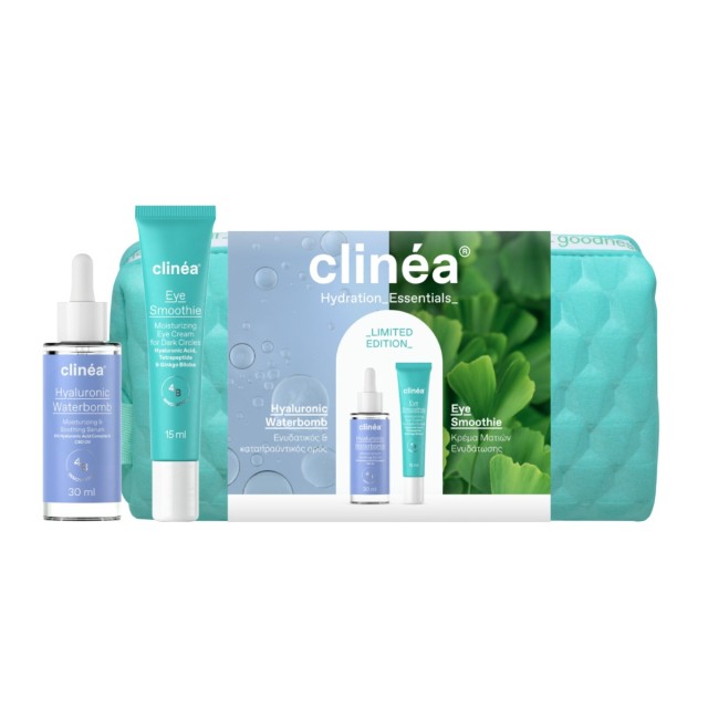 Clinea SET Hydration Essentials (ΣΕΤ με Ενυδατικό & Καταπραϋντικό Ορό & Ενυδατική Κρέμα Ματιών για Μαύρους Κύκλους & ΔΩΡΟ Νεσεσέρ)