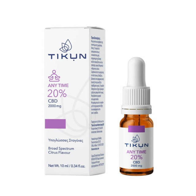 Tikun CBD Any Time 20% 2000mg 10ml (Υπογλώσσιες Σταγόνες Κάνναβης Κατά του Άγχους για Ισορροπία, Ευεξία, Χαλάρωση)