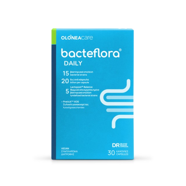 OLONEA Bacteflora Daily 4/10 30caps (Συμβιωτικό Συμπλήρωμα Διατροφής με Προβιοτικά & Πρεβιοτικά για
