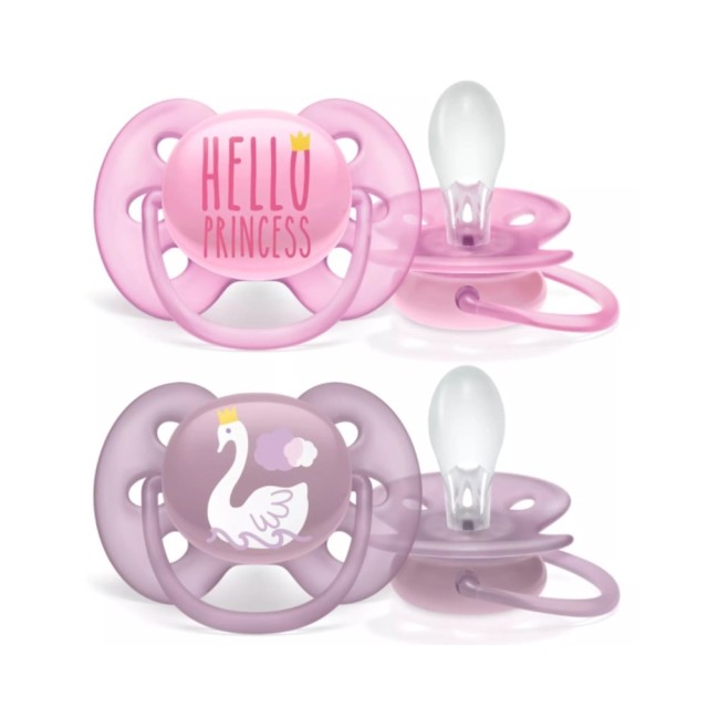 Avent Ultra Soft Girl SCF223/02 6-18m (Εξαιρετικά Απαλή Πιπίλα για Κορίτσι 6-18m 2τεμ & Θήκη)