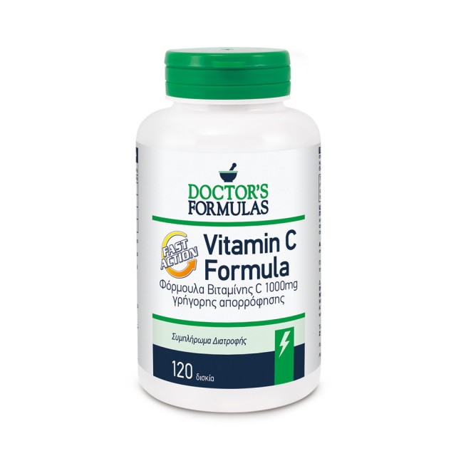 Doctors Formula Vitamin C Fast Action Formula 1000mg 120tabs (Συμπλήρωμα Διατροφής Βιταμίνη C 1000mg Γρήγορης Απορρόφησης 120ταμπ)