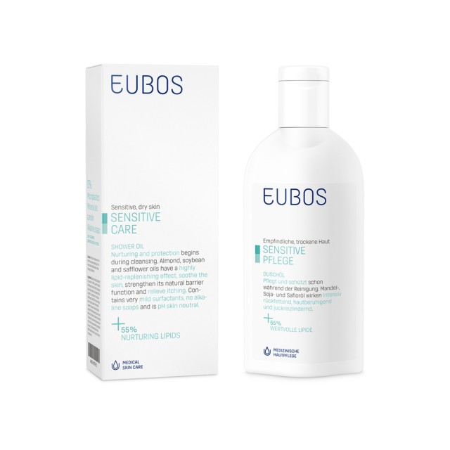 Eubos Sensitive Shower Oil F 200ml (Αφρόλουτρο για Ευαίσθητες - Ξηρές Επιδερμίδες)