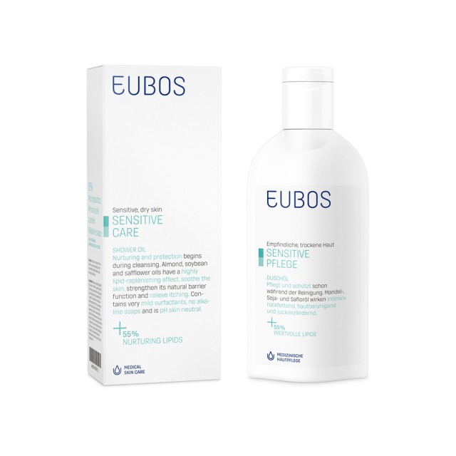 Eubos Sensitive Shower Oil F 200ml (Αφρόλουτρο για Ευαίσθητες - Ξηρές Επιδερμίδες) 