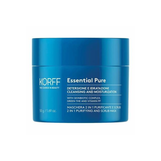 Korff Essential Pure 2in1 Purifying & Scrub Mask 50ml (Καθαριστική & Απολεπιστική Μάσκα Προσώπου Διπλής Δράσης)