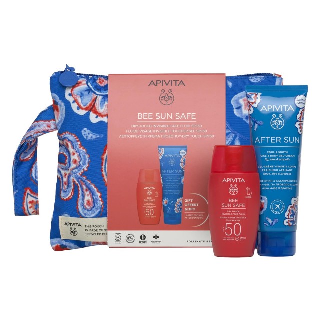 Apivita SET Bee Sun Safe Dry Touch Invisible Face Fluid SPF50 50ml & GIFT After Sun Face & Body Gel Cream 100ml