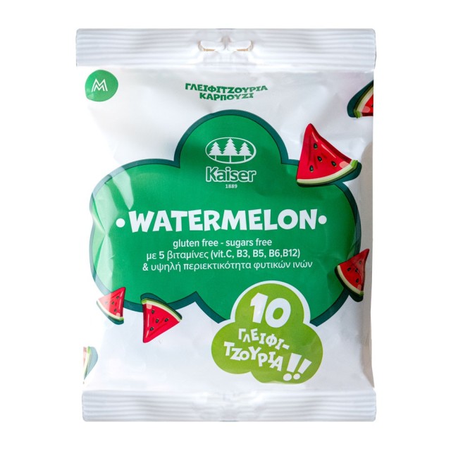 Kaiser Lollipops with Vitamins & Natural Fibers - Watermelon 10τεμ (Γλειφιτζούρια με Φυτικές Ίνες & Βιταμίνες - Καρπούζι)
