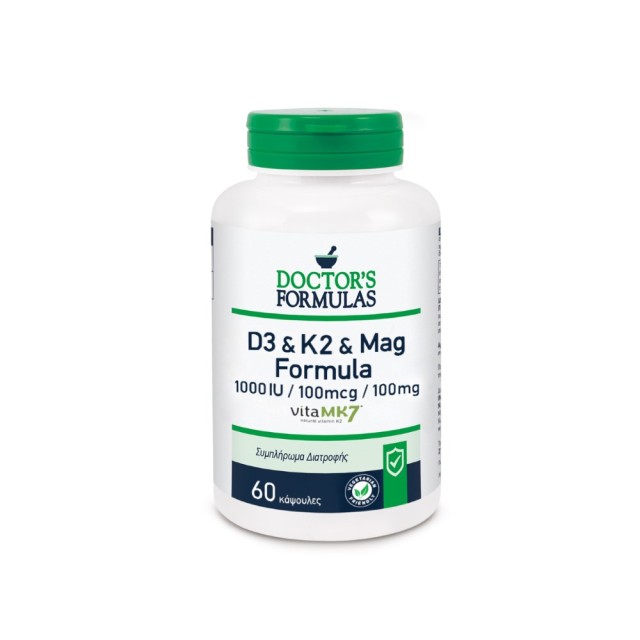 Doctors Formula D3 & K2 & Mag Formula 60caps (Συμπλήρωμα Διατροφής για τη Φυσιολογική Λειτουργία του Νευρικού & Μυικού Συστήματος)