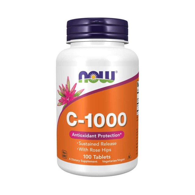 Now Foods Vitamin C 1000mg With Rose Hips Sustained Release 100tabs (Βιταμίνη C με Βιοφλαβονοειδή)