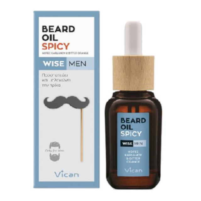 Vican Wise Man Beard Oil Spicy 30ml (Λάδι για την Γενειάδα του Άνδρα με Άρωμα Κάρδαμου) 