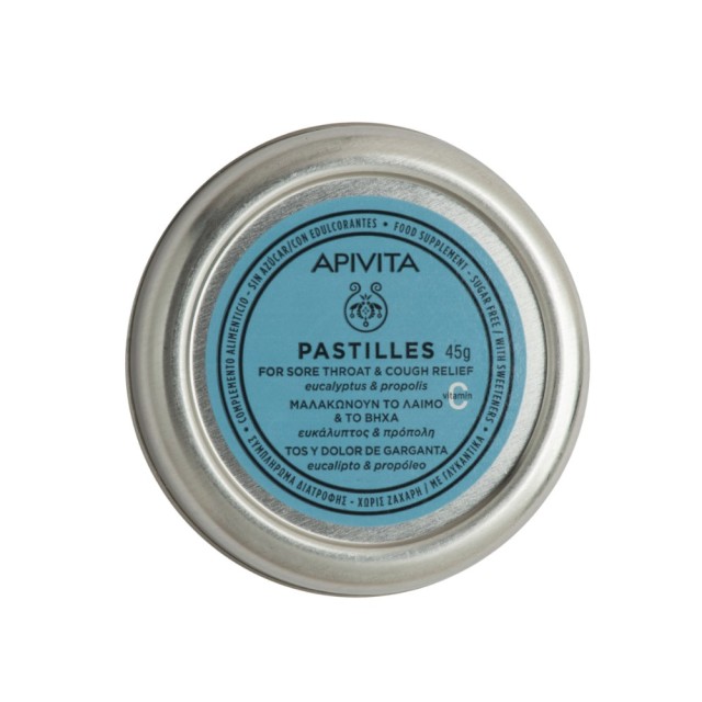 Apivita Pastilles for Sore Throat and Cough Relief with Eucalyptus & Propolis 45gr