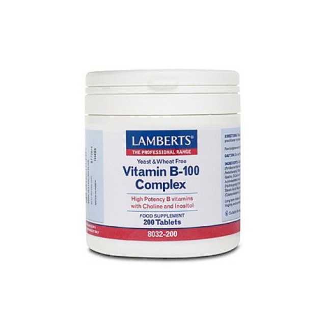 Lamberts Vitamin B 100 Complex 200tabs (Σύμπλεγμα βιταμινών Β)
