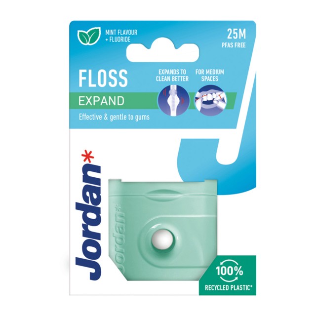 Jordan Expand Floss 25m (Οδοντικό Νήμα που Προσαρμόζεται στο Κατάλληλο Μέγεθος)