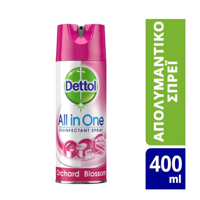Dettol All in One Disinfectant Spray Orchard Blossom 400ml (Απολυμαντικό Spray Επιφανειών με Άρωμα Λουλουδιών)