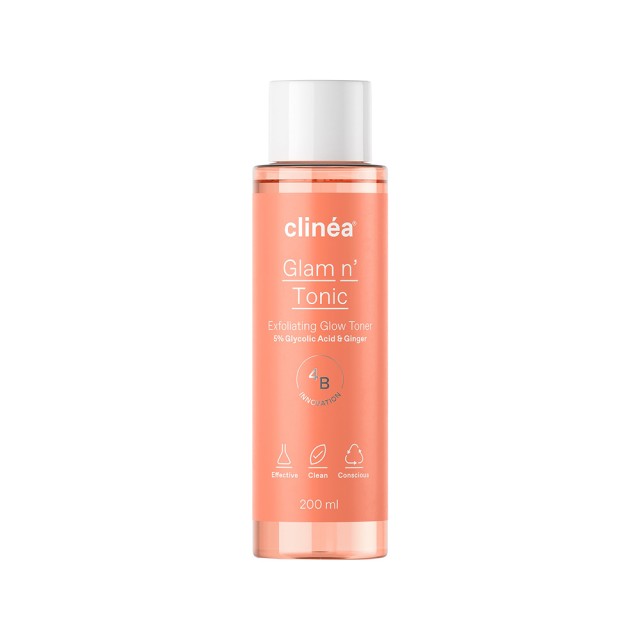 Clinea Glam N’ Tonic Exfoliating Glow Toner 200ml (Απολεπιστική Τονωτική Λοσιόν Προσώπου)