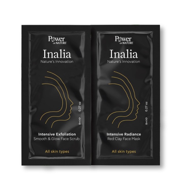 Power Health Inalia Intensive Exfoliation Smooth & Glow Face Scrub & Intensive Radiance Red Clay Face Mask 2x8ml