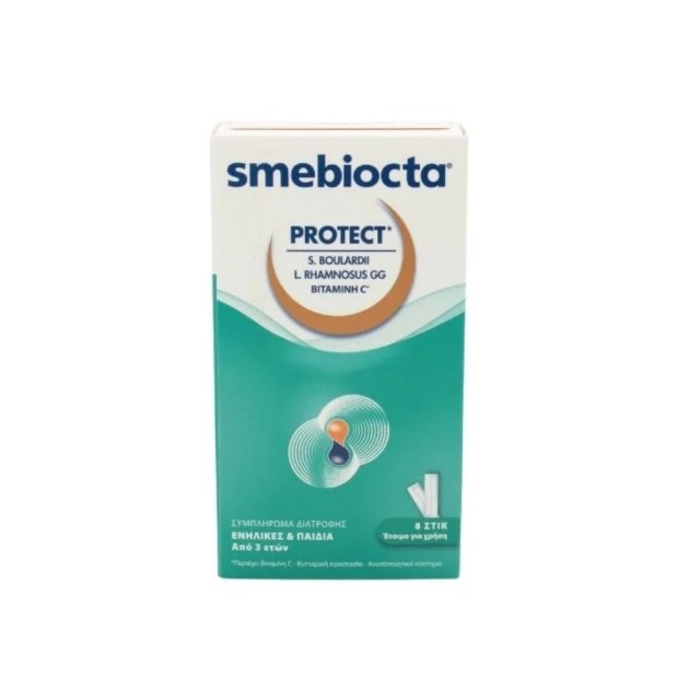 Arriani Smebiocta Protect 8 φακελίσκοι (Συμπλήρωμα Διατροφής με Προβιοτικά & Βιταμίνη C για τη Φυσιολογική Λειτουργία του Εντέρου για Ενήλικες & Παιδιά 3+)