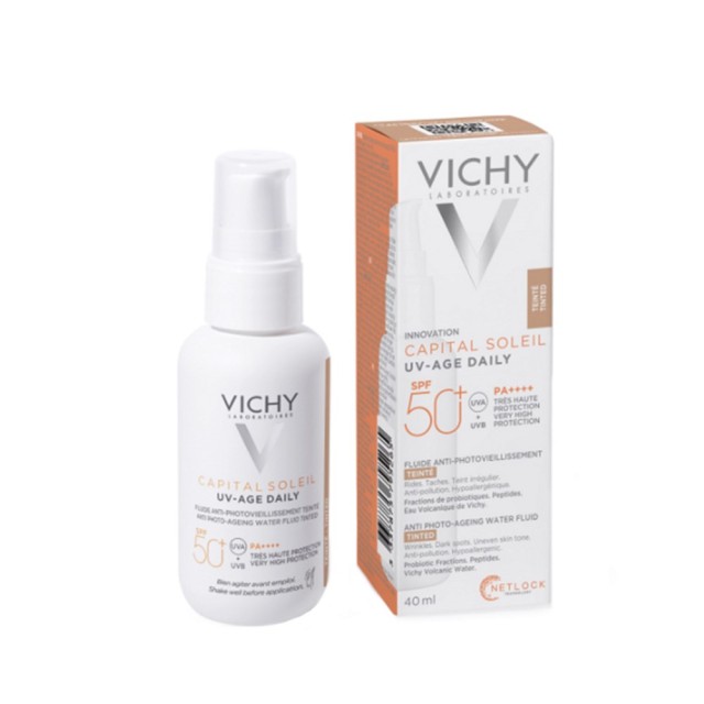 Vichy Capital Soleil UV-Age Daily Tinted Water Fluid SPF50+ 40ml (Λεπτόρρευστο Αντηλιακό Προσώπου Κα